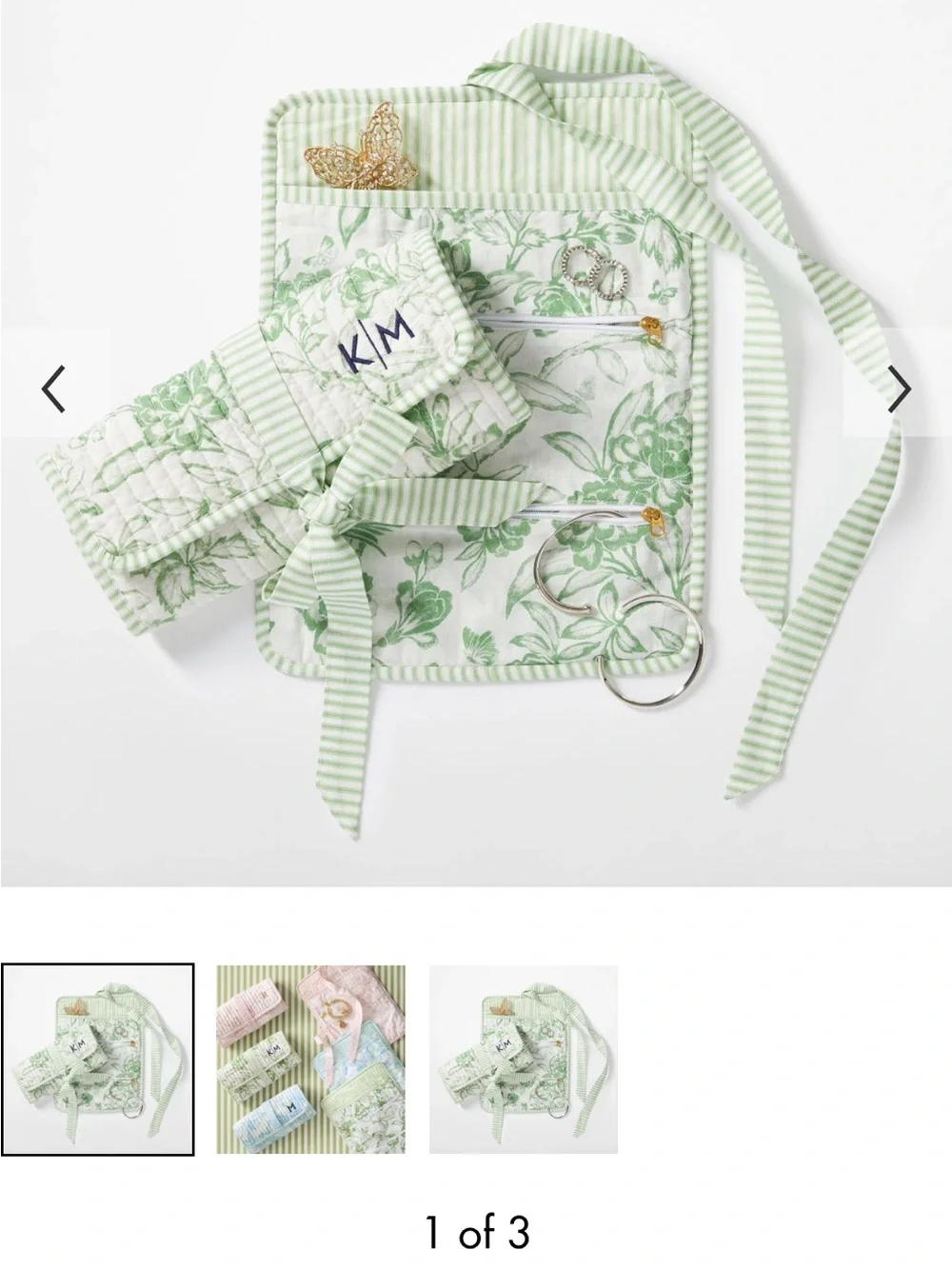 Mark & Graham Green and White Floral Travel Organizer Pouch